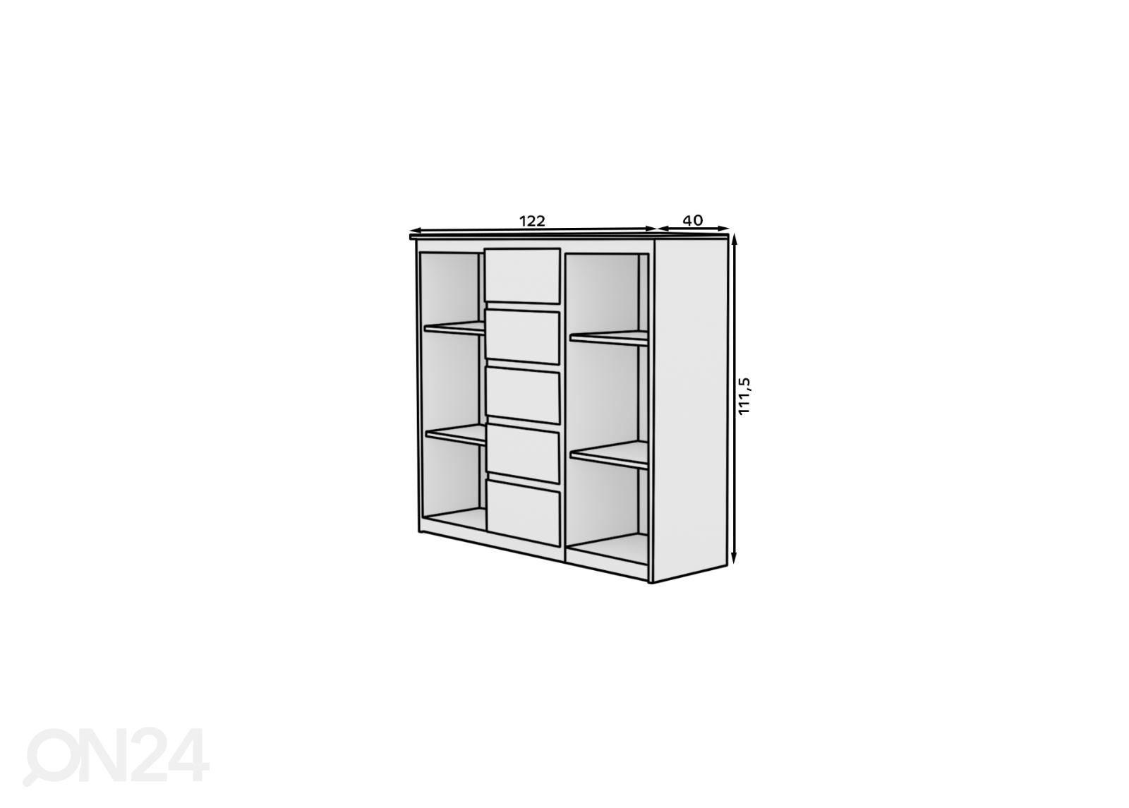 Kummut Bend 122 cm suurendatud mõõdud