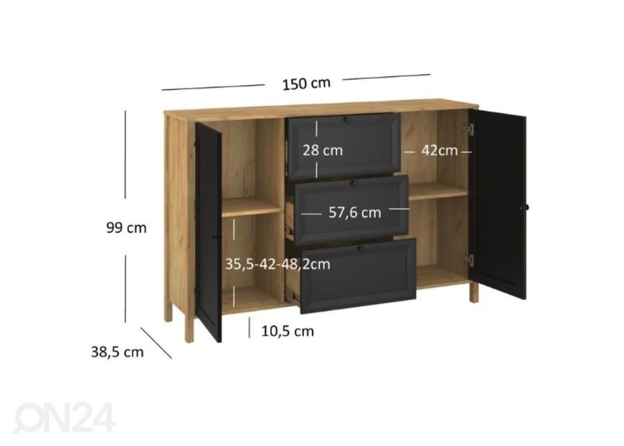 Kummut Brent 150 cm suurendatud mõõdud