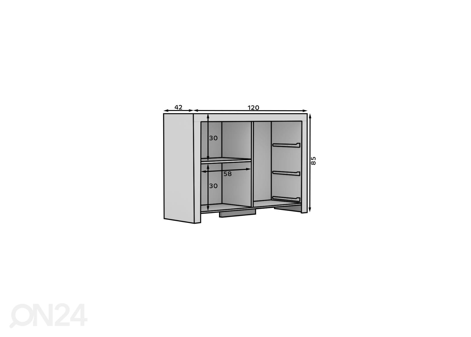 Kummut Cely 120 cm suurendatud mõõdud