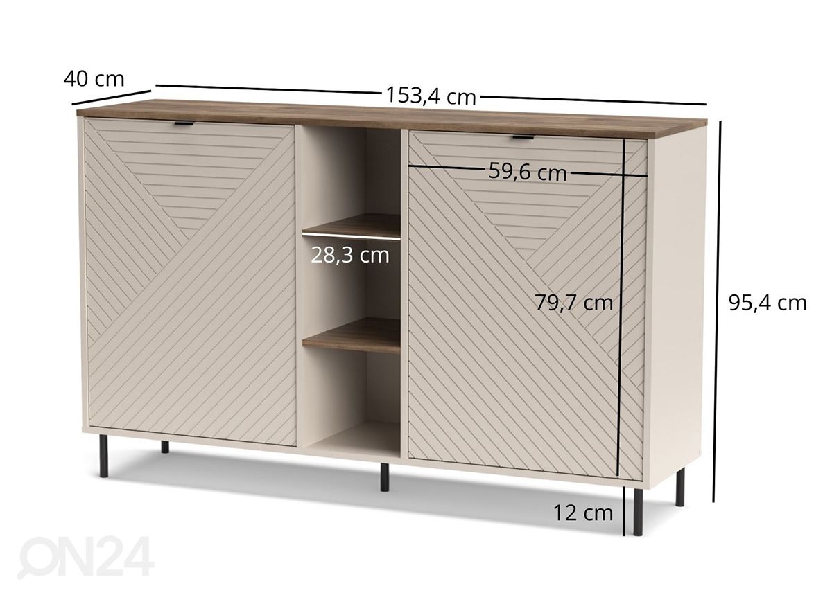 Kummut Evo 153,4 cm suurendatud mõõdud