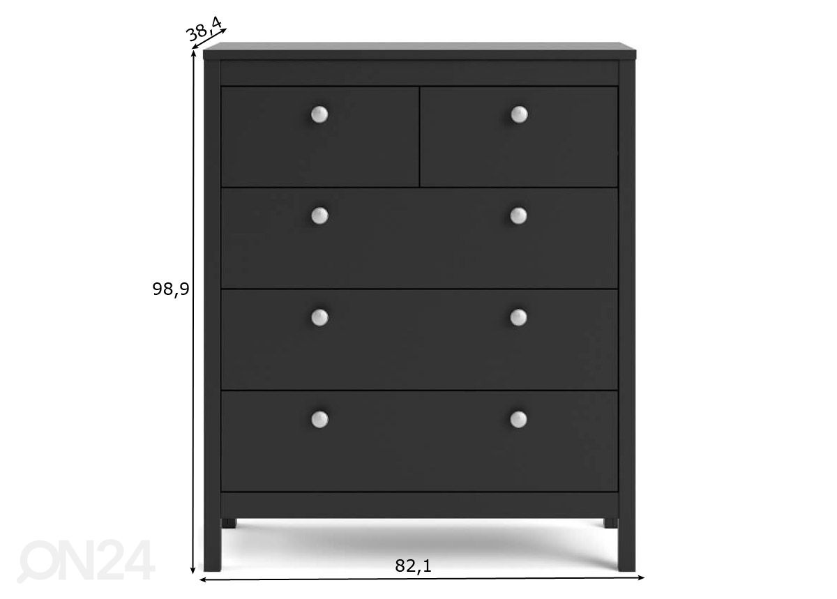 Kummut Madrid 82 cm suurendatud mõõdud