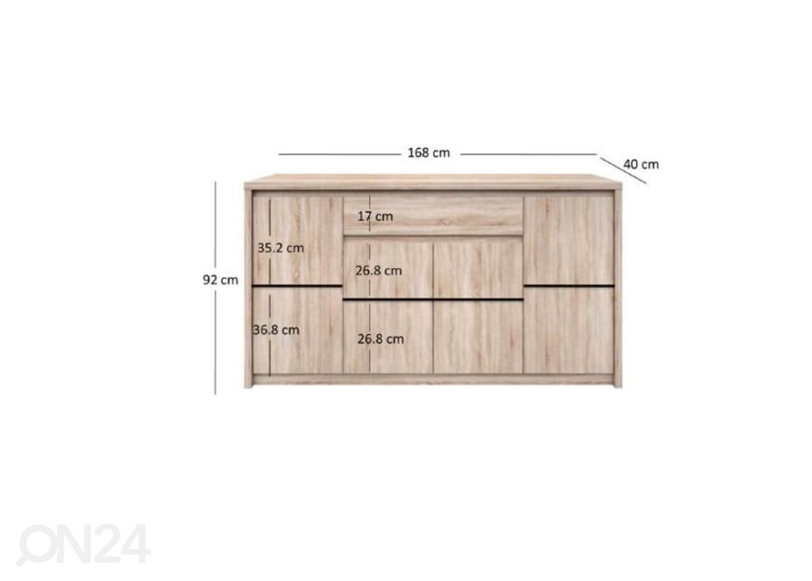 Kummut Norton 168 cm suurendatud mõõdud