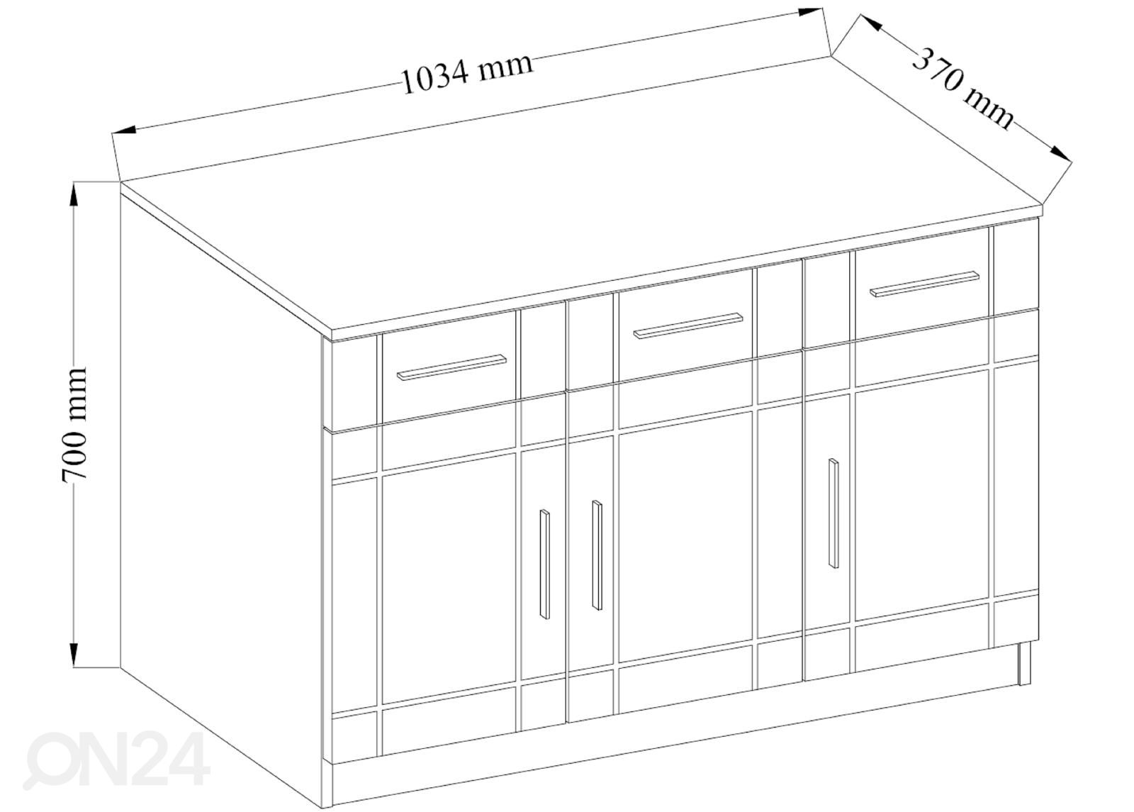 Kummut Peine 103 cm suurendatud mõõdud