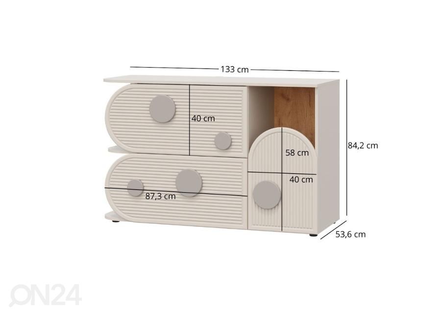 Kummut Ping 133 cm suurendatud mõõdud