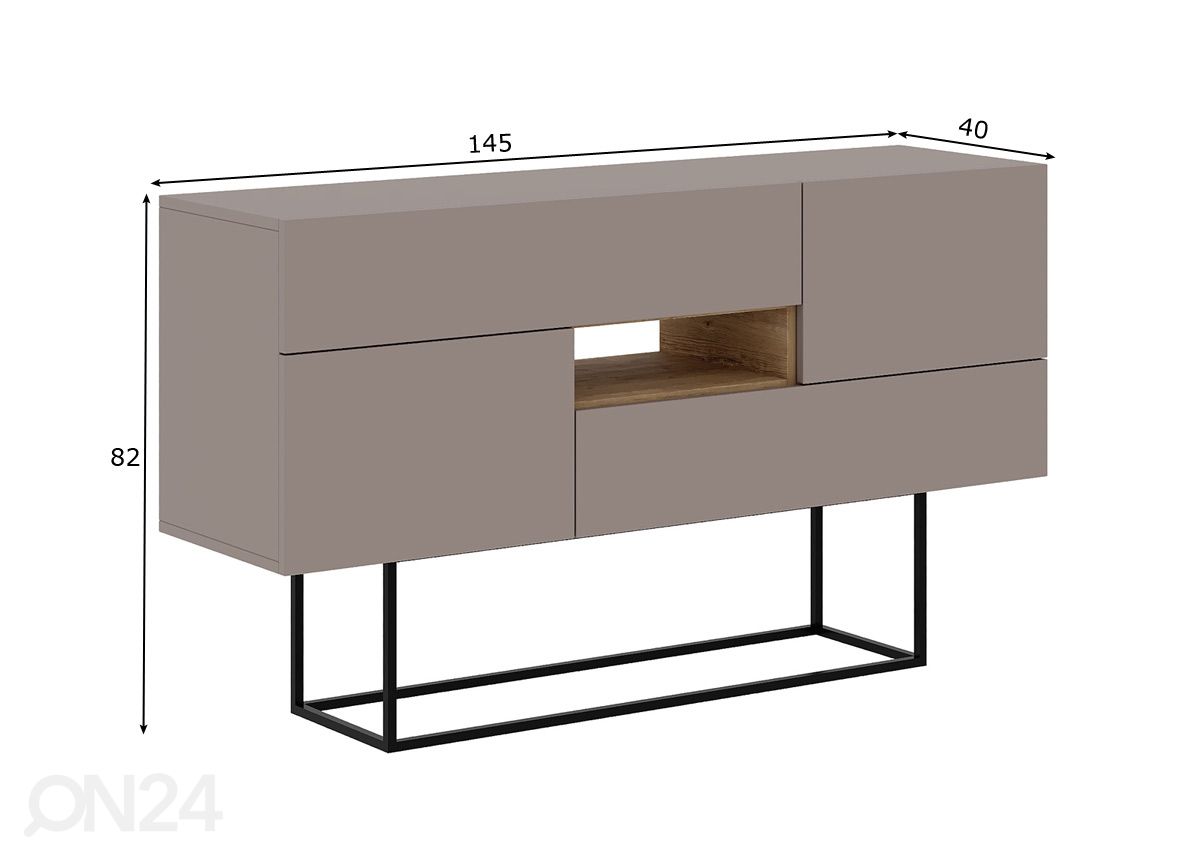 Kummut Titan Mocca 2P 145 cm suurendatud mõõdud