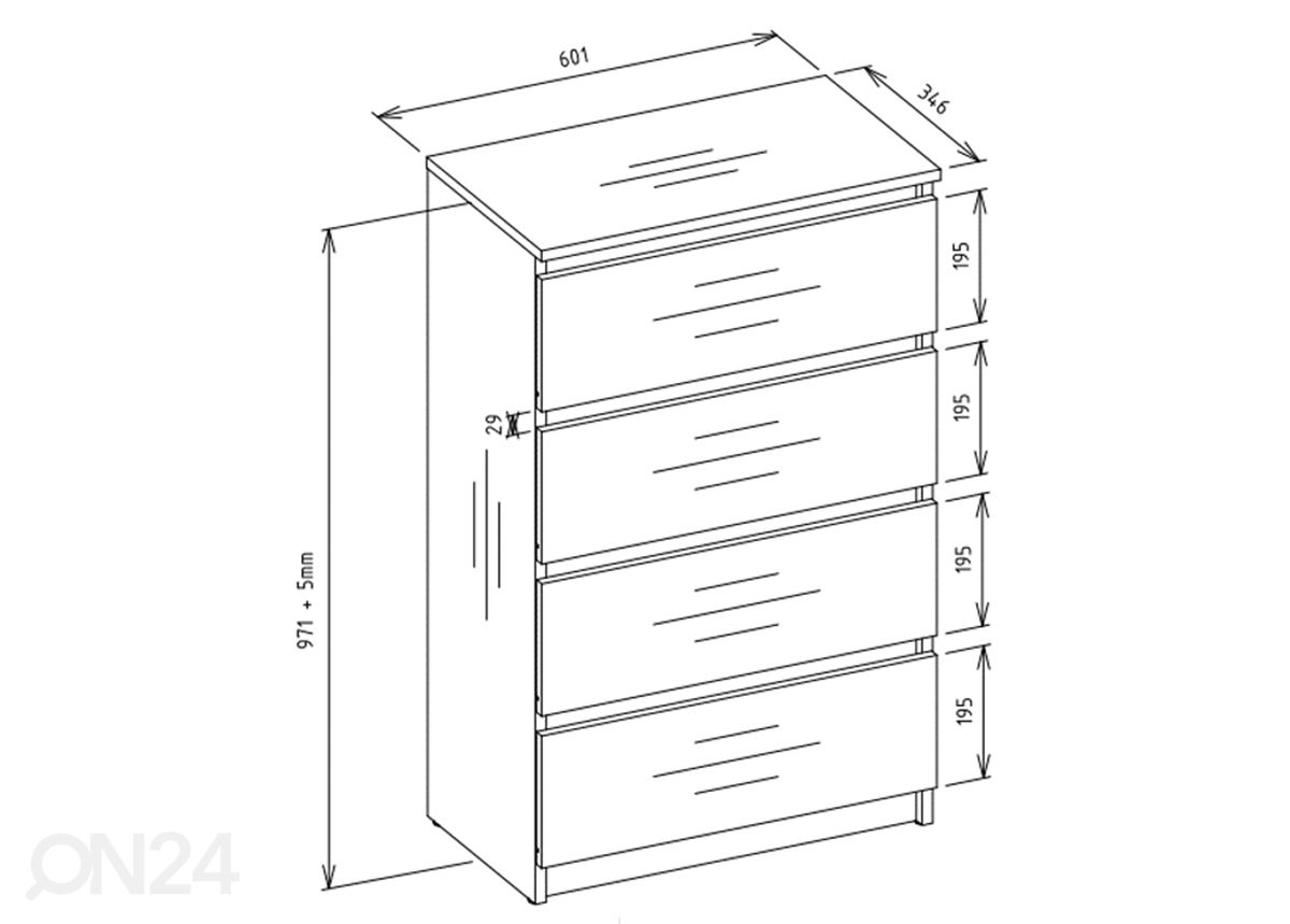 Kummut Toronto 60 cm suurendatud