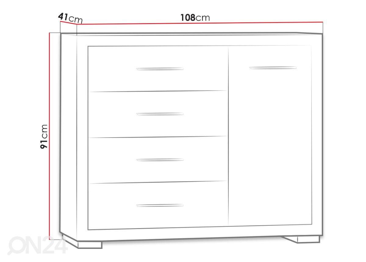 Kummut Vegas 108 cm suurendatud mõõdud