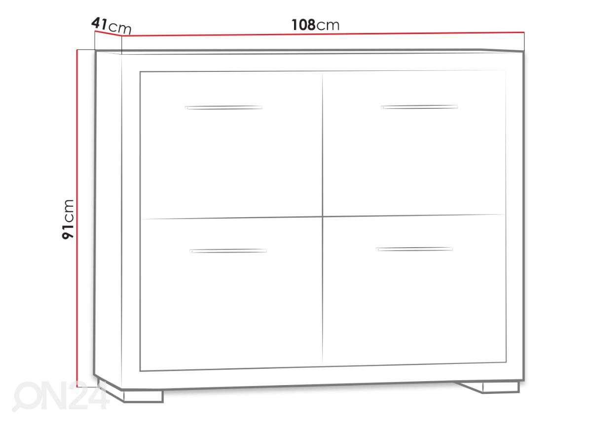 Kummut Vegas 108 cm suurendatud mõõdud