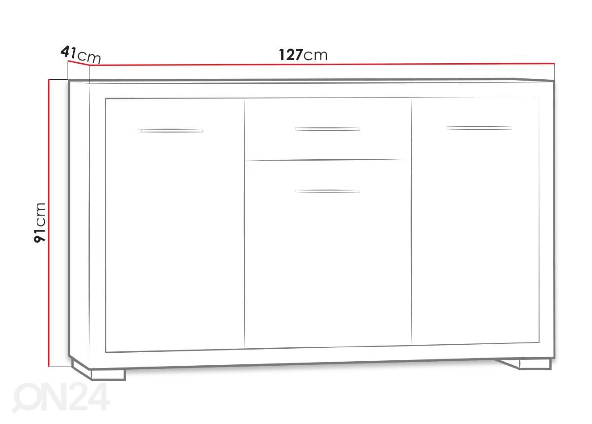 Kummut Vegas 127 cm suurendatud mõõdud