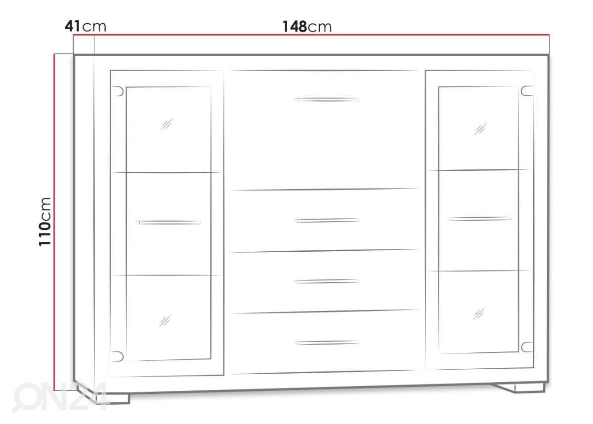 Kummut Vegas 148 cm suurendatud mõõdud