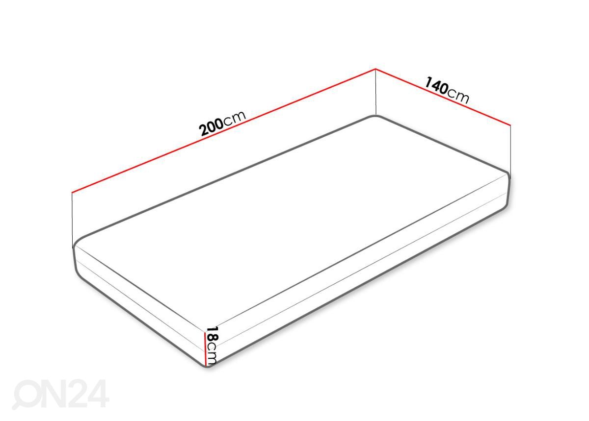 Madrats Efa 140x200 cm suurendatud mõõdud