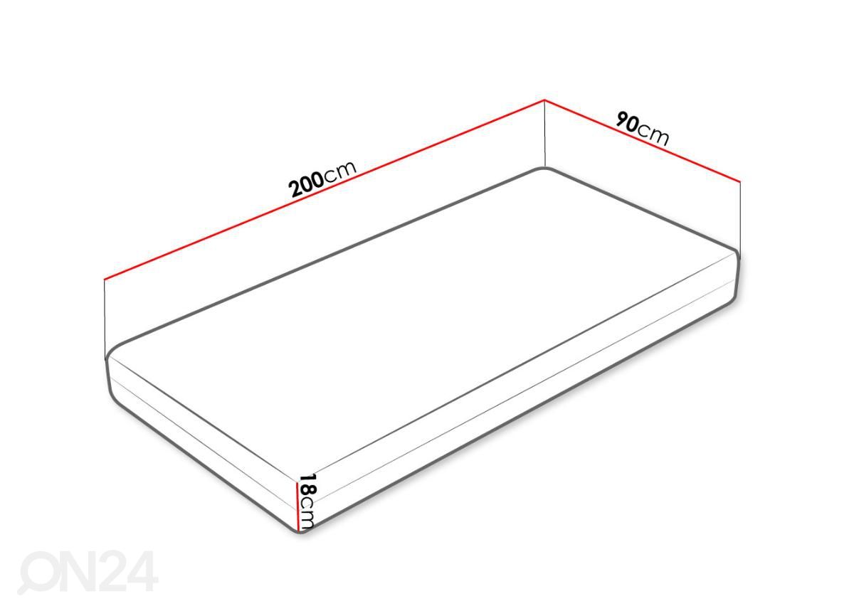 Madrats Efa 90x200 cm suurendatud mõõdud