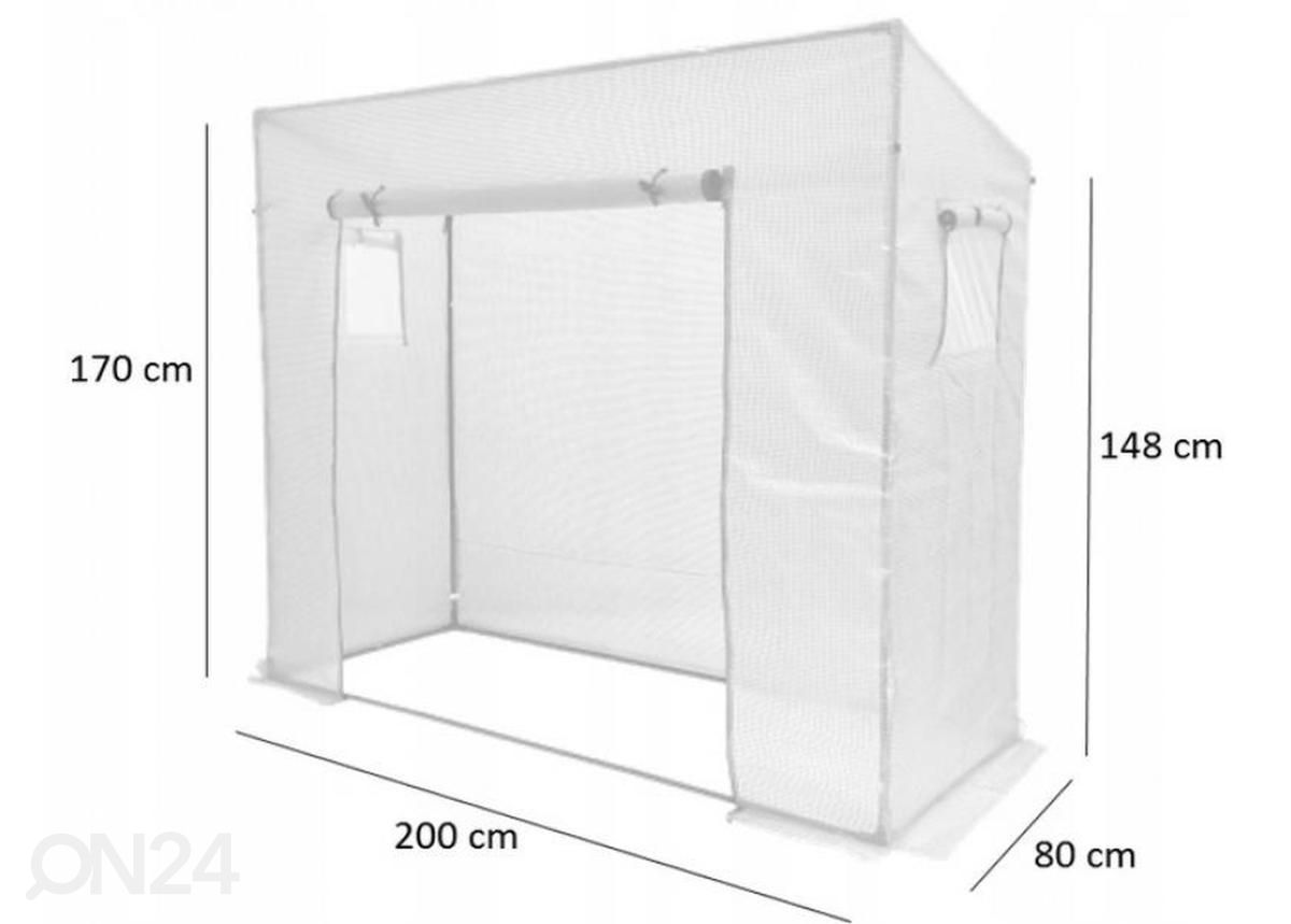 Minikasvuhoone 200x77x168/146 cm suurendatud mõõdud