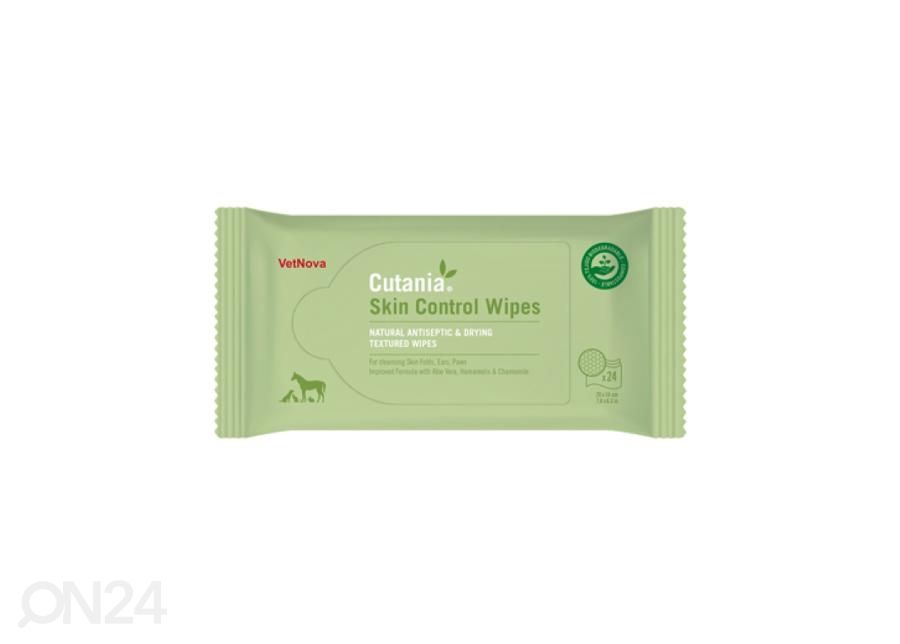 Nahahoolduslapid VetNova Cutania Skin Control Wipes N24 lemmikloomale suurendatud