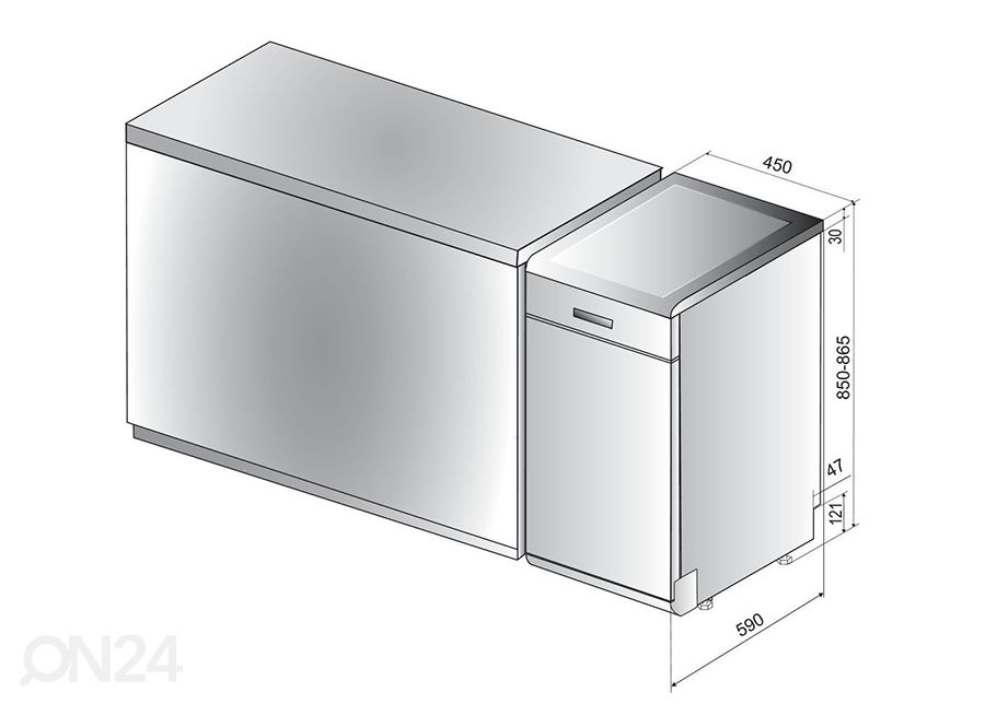 Nõudepesumasin Whirlpool WSFO3O34PFX suurendatud mõõdud