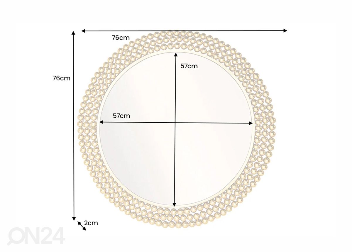 Peegel Pearl Ø 76 cm suurendatud mõõdud