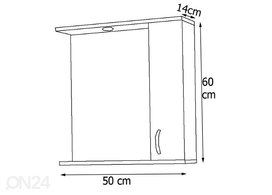 Peegelkapp Lisalo M h60x50 cm suurendatud mõõdud