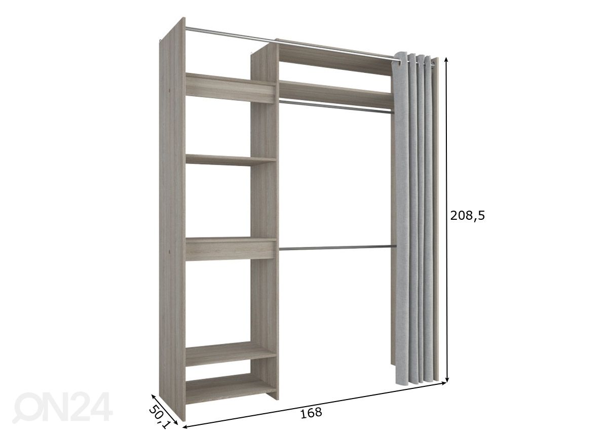 Pikendatav garderoob Odeon 168 cm suurendatud mõõdud