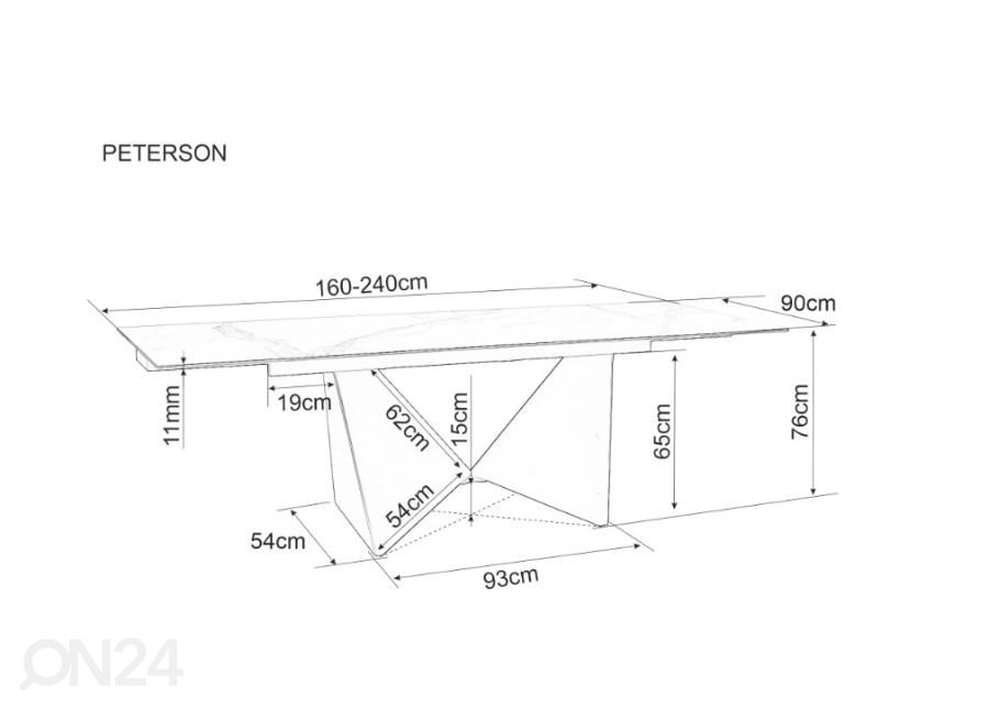 Pikendatav söögilaud 160-240x90 cm suurendatud mõõdud