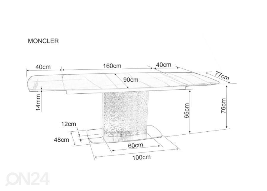 Pikendatav söögilaud 160-240x90 cm suurendatud mõõdud