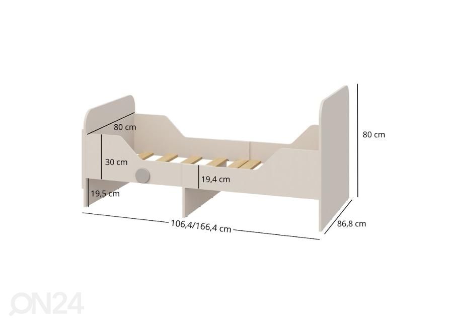 Pikendatav voodi 80x100/160 cm suurendatud mõõdud