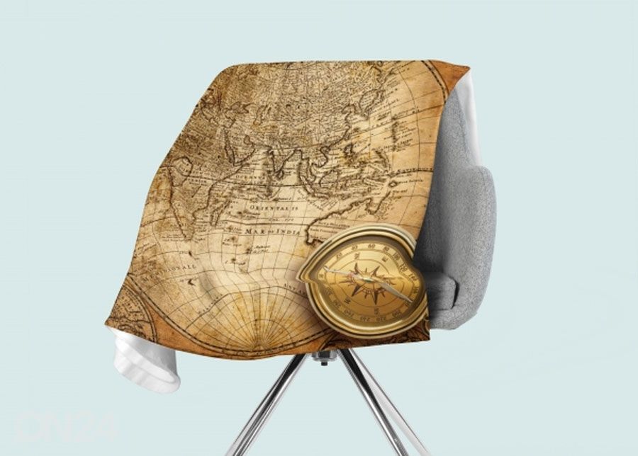 Pleed Old compass on the Map 130x150 cm suurendatud mõõdud