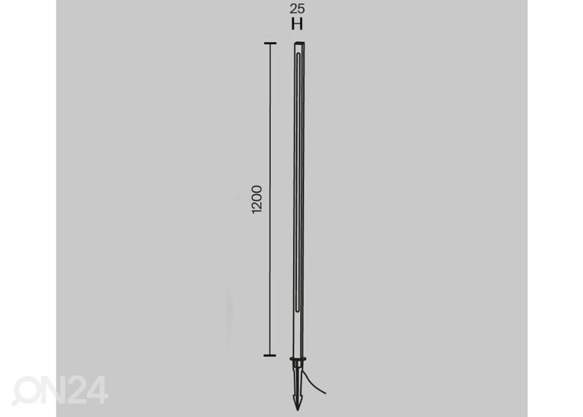 Pollarvalgusti Pole, 120 cm suurendatud mõõdud