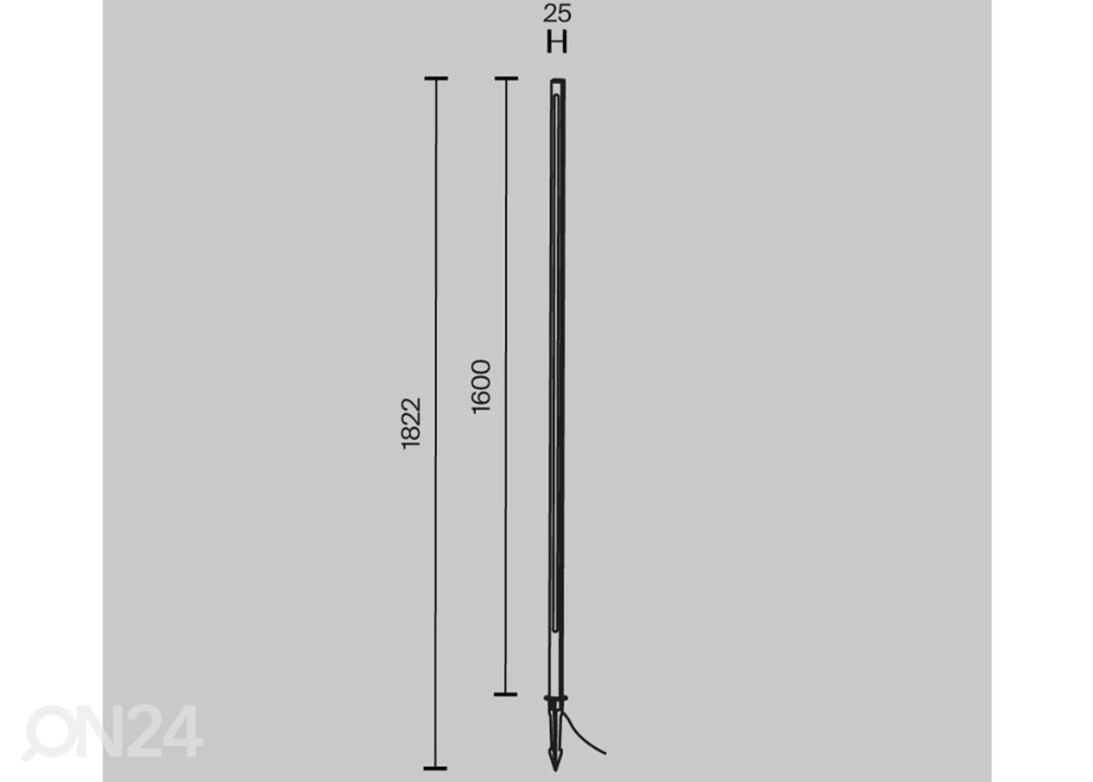 Pollarvalgusti Pole, 160 cm suurendatud mõõdud