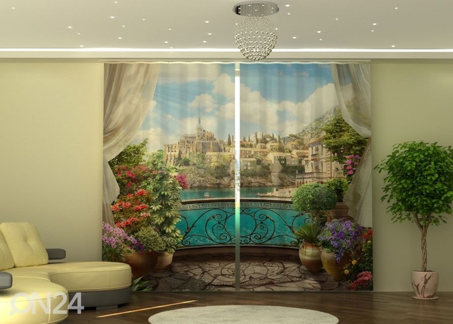 Poolpimendav kardin Balcony with Flowers 290x245 cm suurendatud