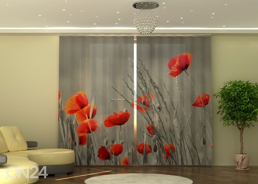 Poolpimendav kardin Wild Poppies 290x245 cm suurendatud