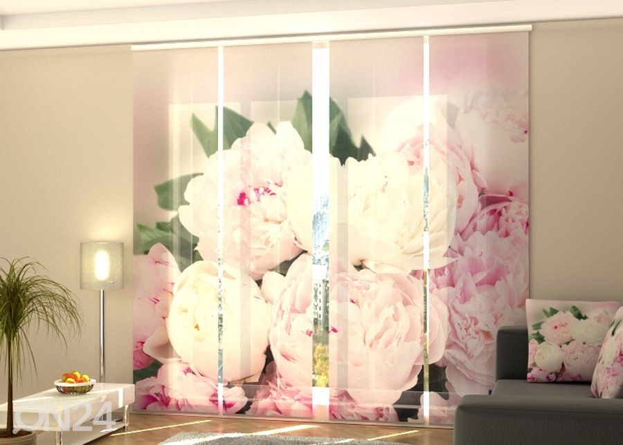 Poolpimendav paneelkardin Fresh Pink Peonies 240x240 cm suurendatud