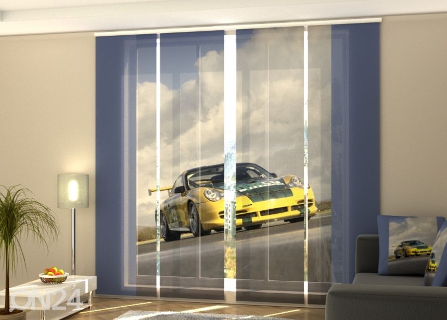 Poolpimendav paneelkardin Yellow supercar 240x240 cm suurendatud