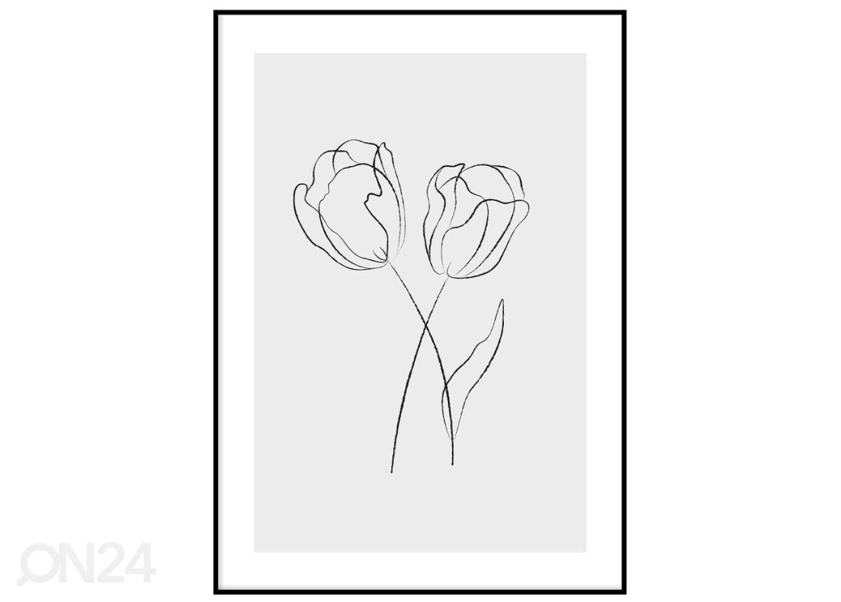 Poster One line tulp II 21x30 cm suurendatud