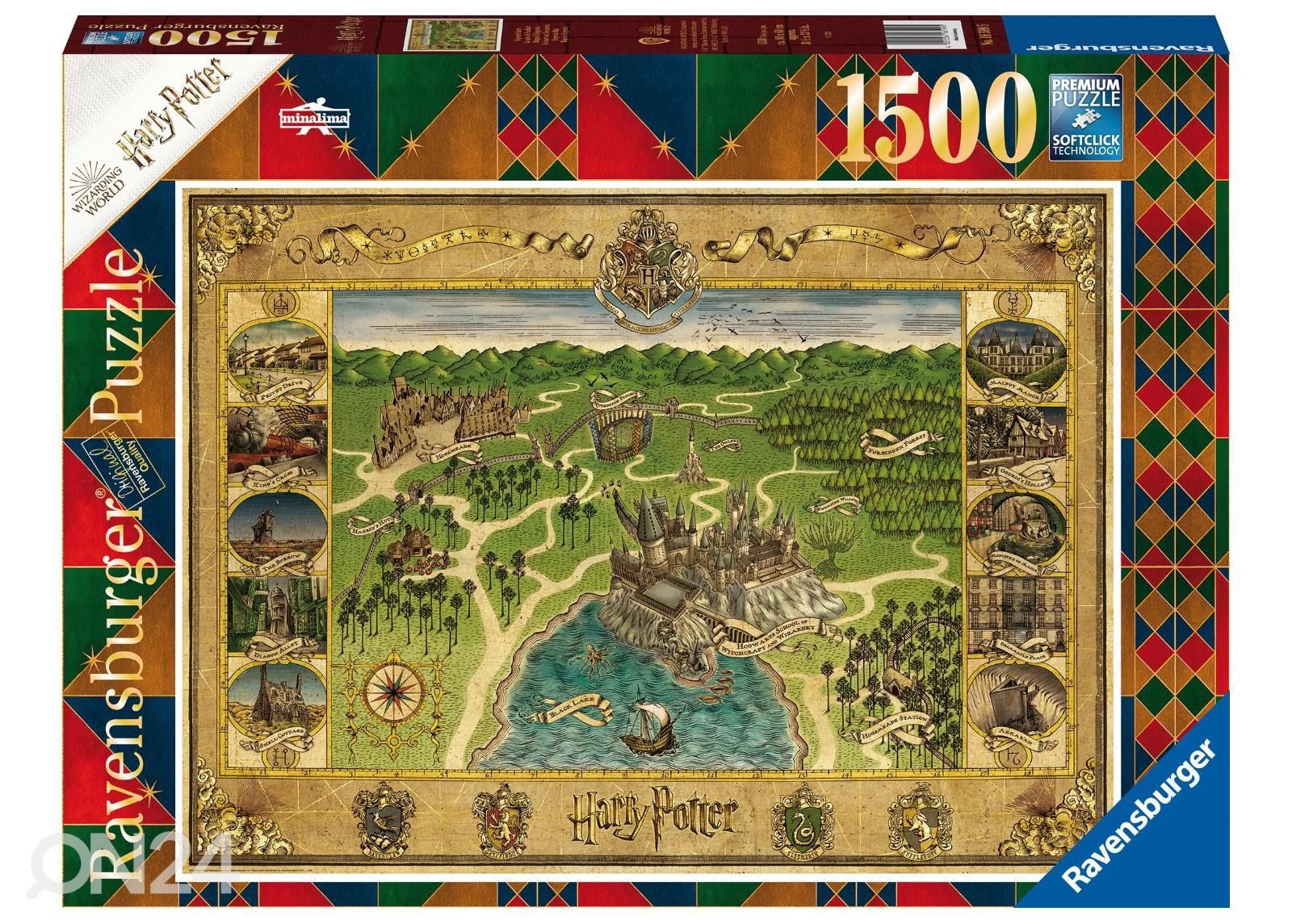 Pusle 1500 tk Harry Potter Hogwardi kaart Ravensburger suurendatud