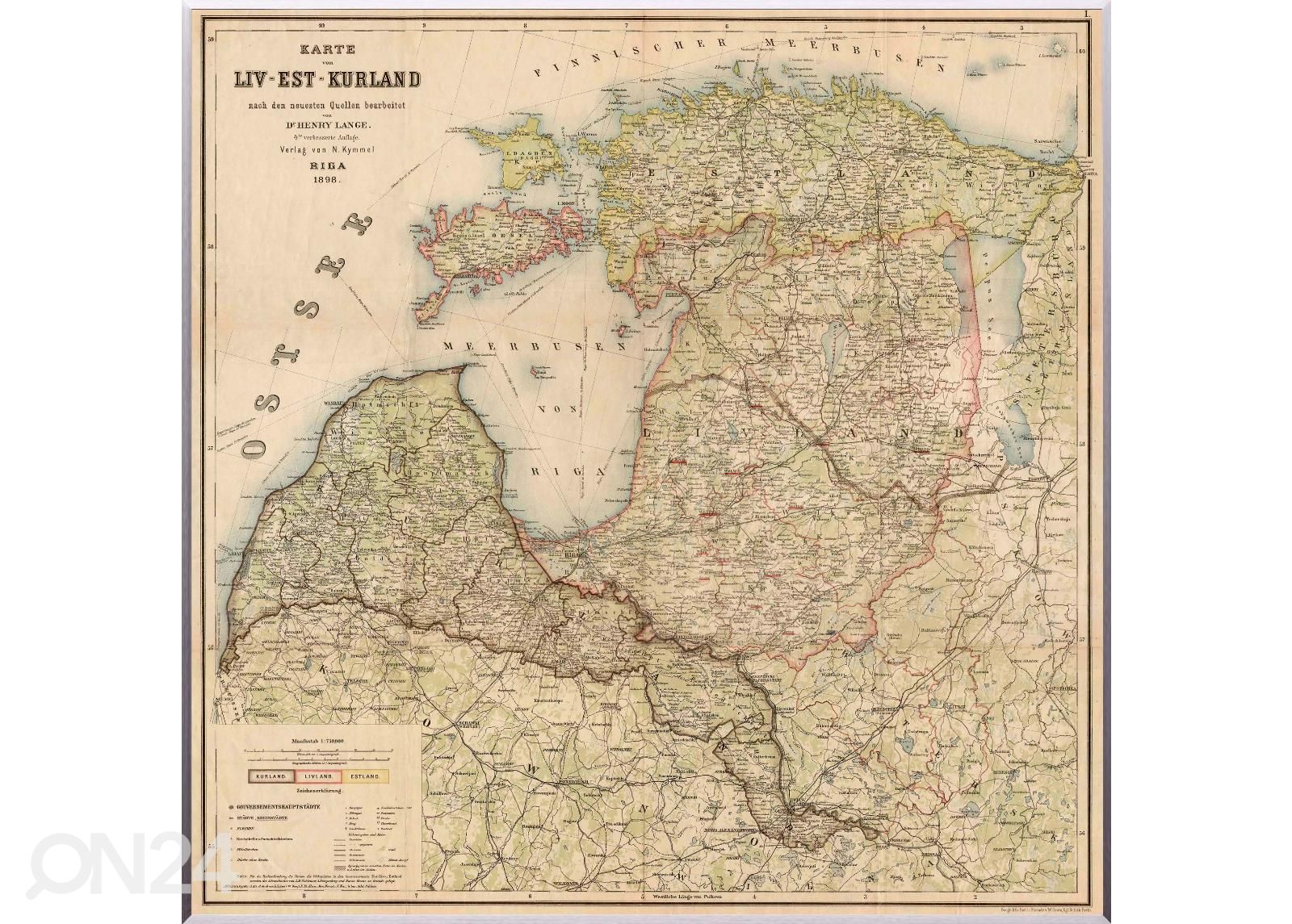 Regio seinakaart Liv-Est-Kurland 1898 suurendatud