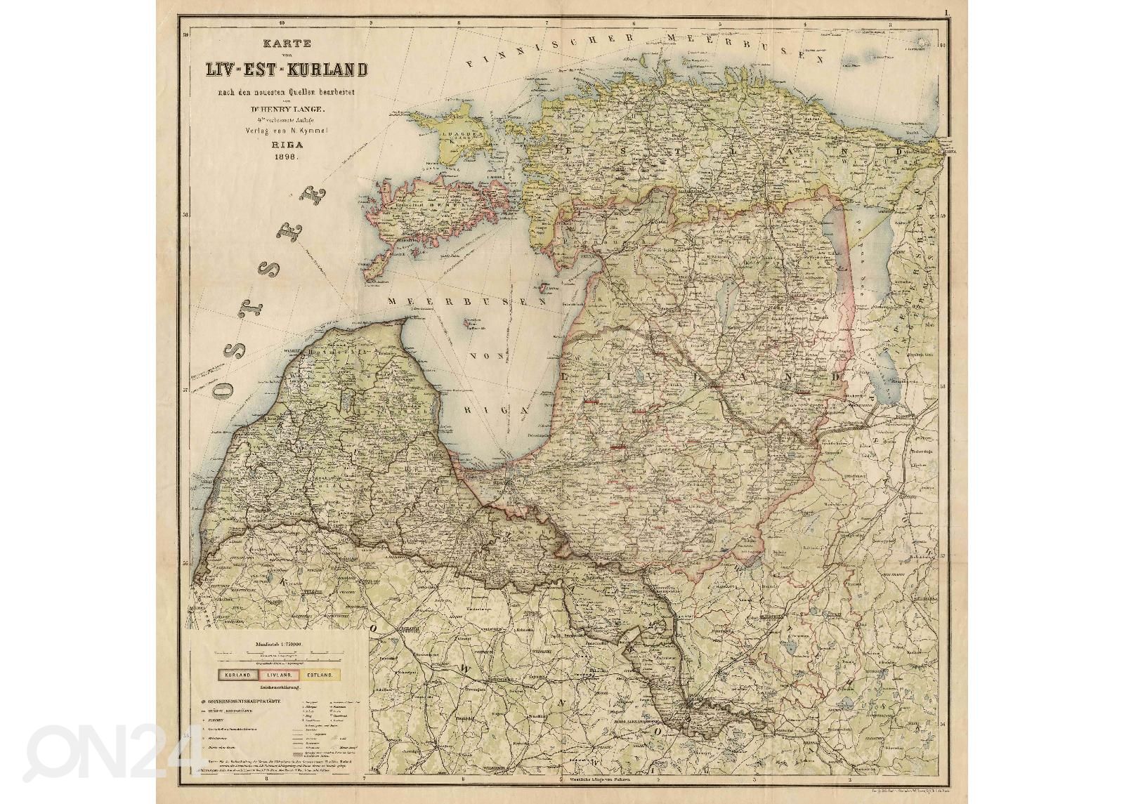 Regio seinakaart Liv-Est-Kurland 1898 suurendatud