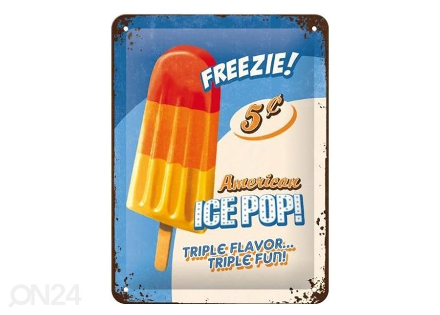 Retro metallposter American Ice Pop 15x20 cm suurendatud