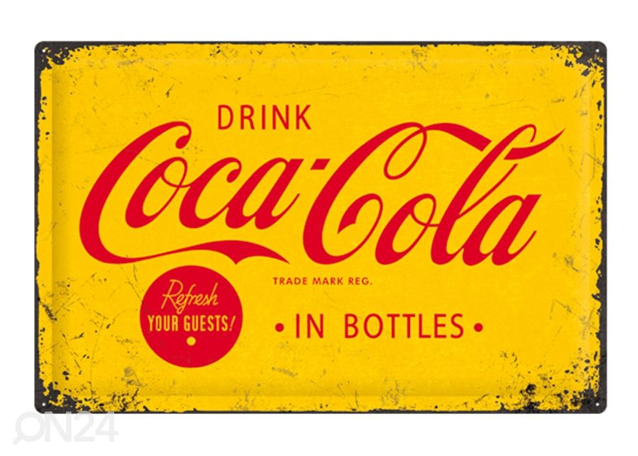 Retro metallposter Coca-Cola in bottles 40x60 cm suurendatud