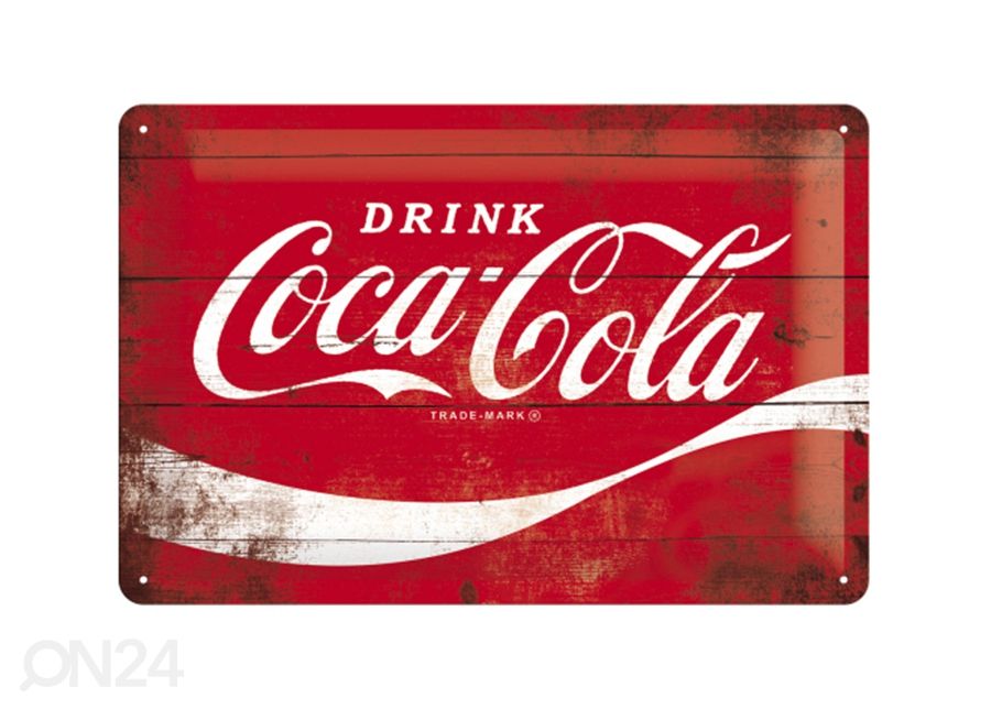 Retro metallposter Coca-Cola Logo 20x30 cm suurendatud