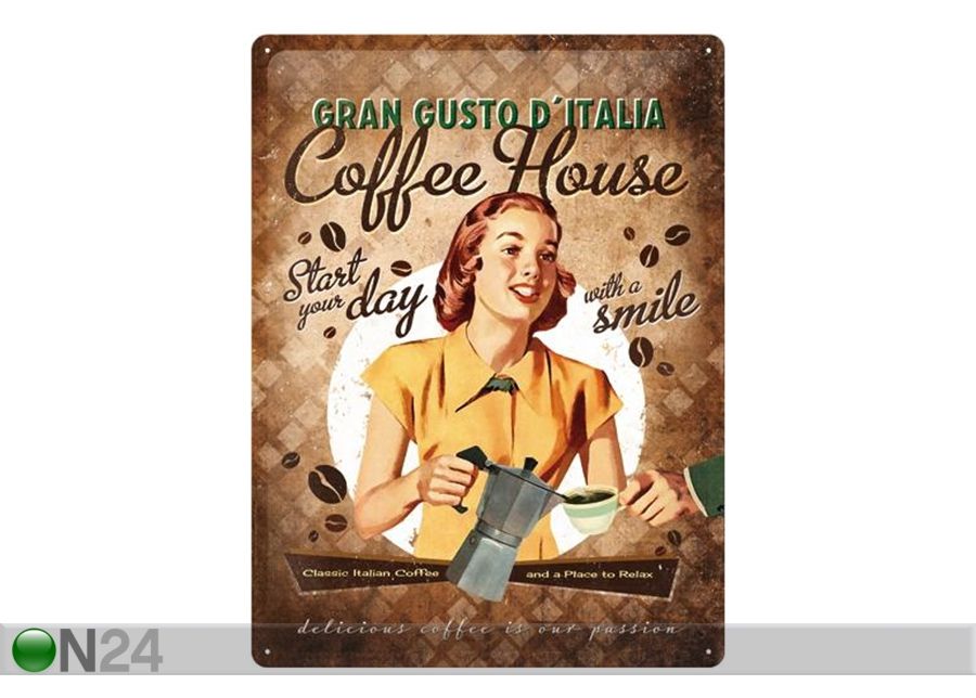 Retro metallposter Coffe House 30x40 cm suurendatud