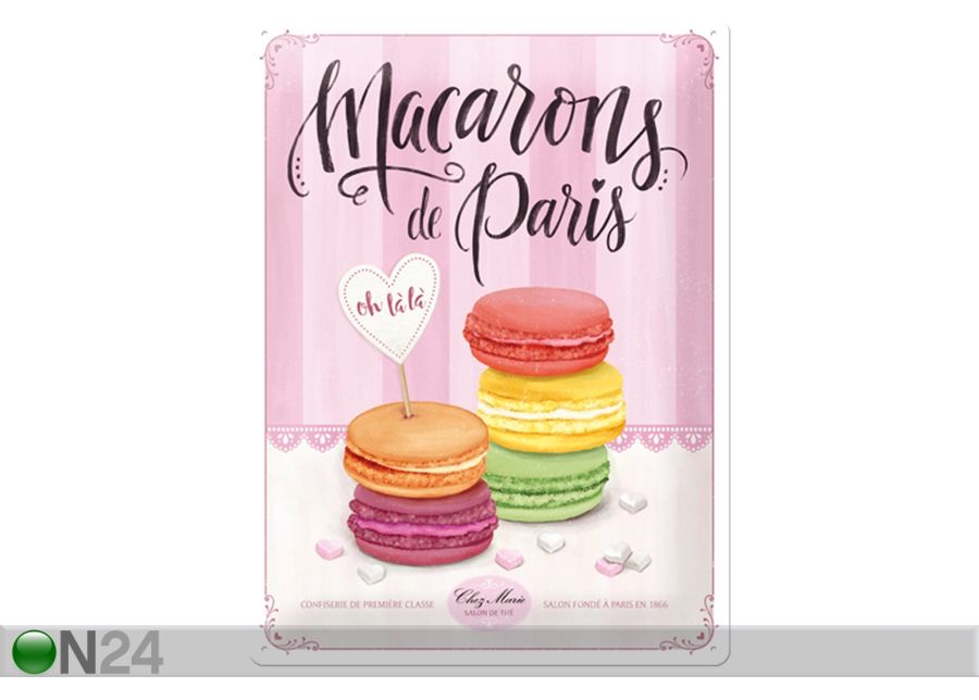 Retro metallposter Macarons de Paris 30x40 cm suurendatud