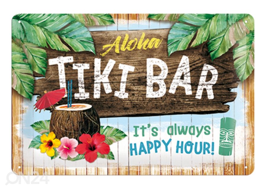 Retro metallposter Tiki Bar 20x30 cm suurendatud