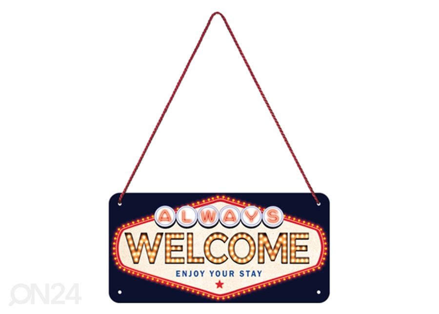 Retro metallposter Welcome 10x20 cm suurendatud