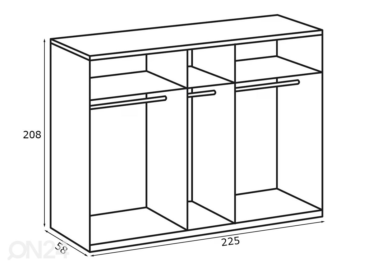 Riidekapp New York 225xh208 cm suurendatud mõõdud