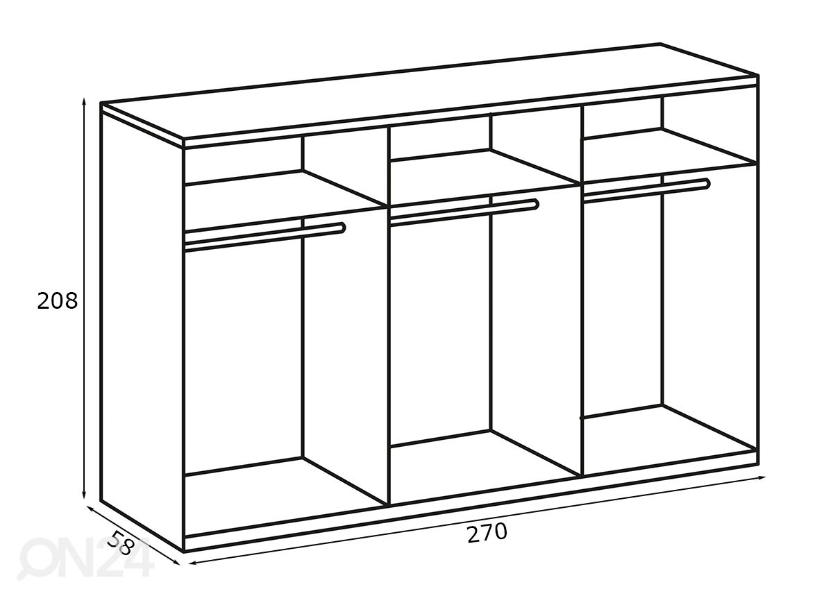 Riidekapp New York 270xh208 cm suurendatud mõõdud