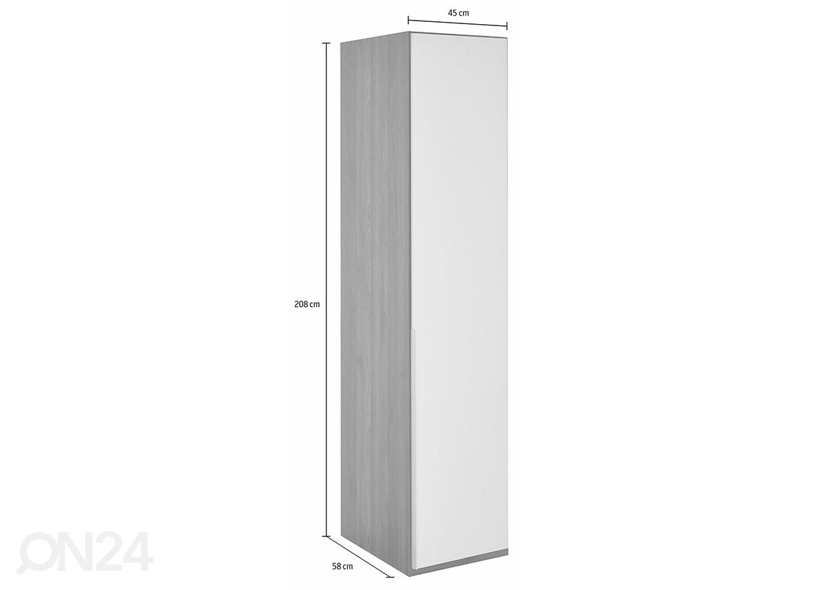 Riidekapp New York 45xh208 cm suurendatud mõõdud