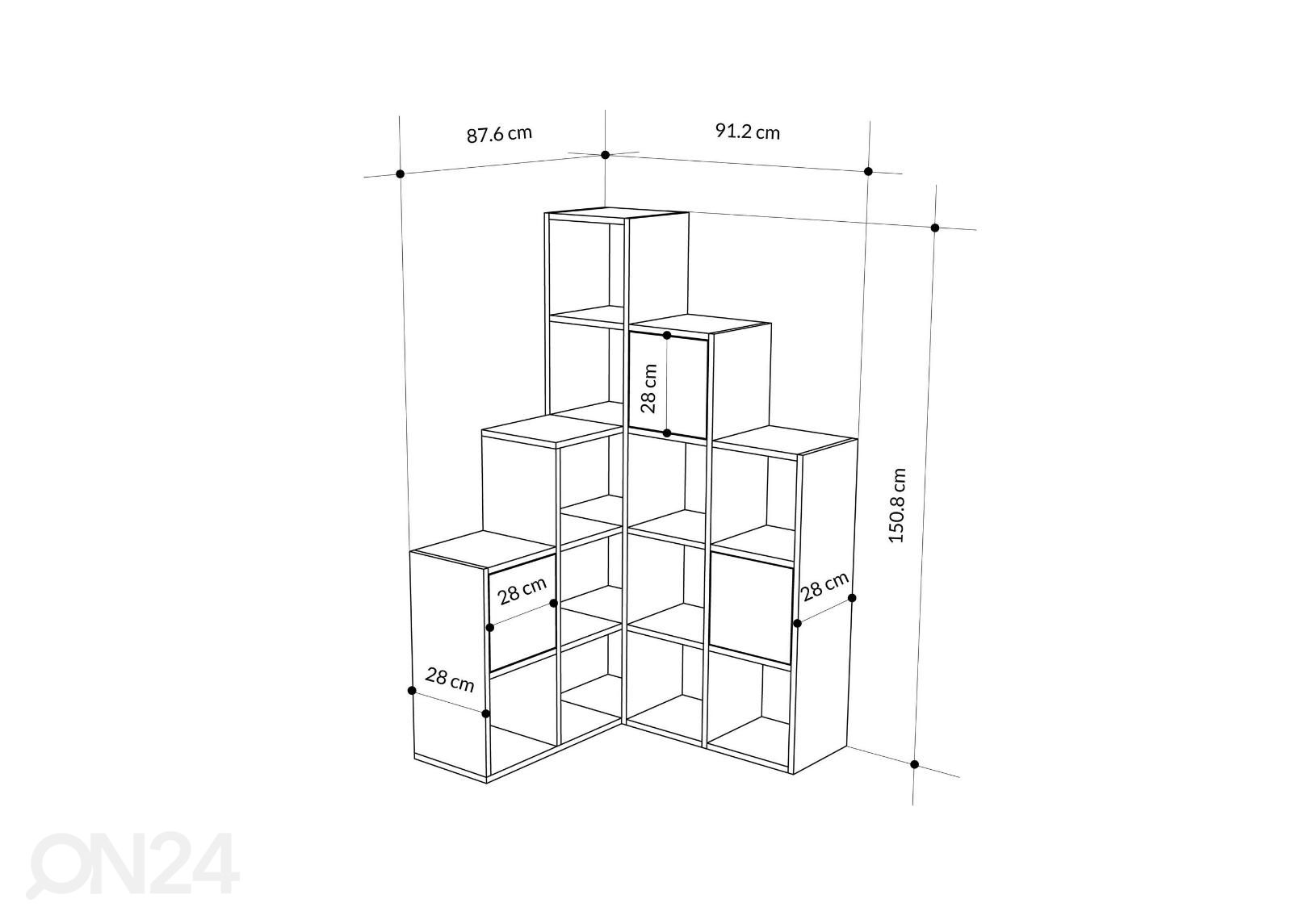 Riiul Ionia 150,8 cm suurendatud mõõdud