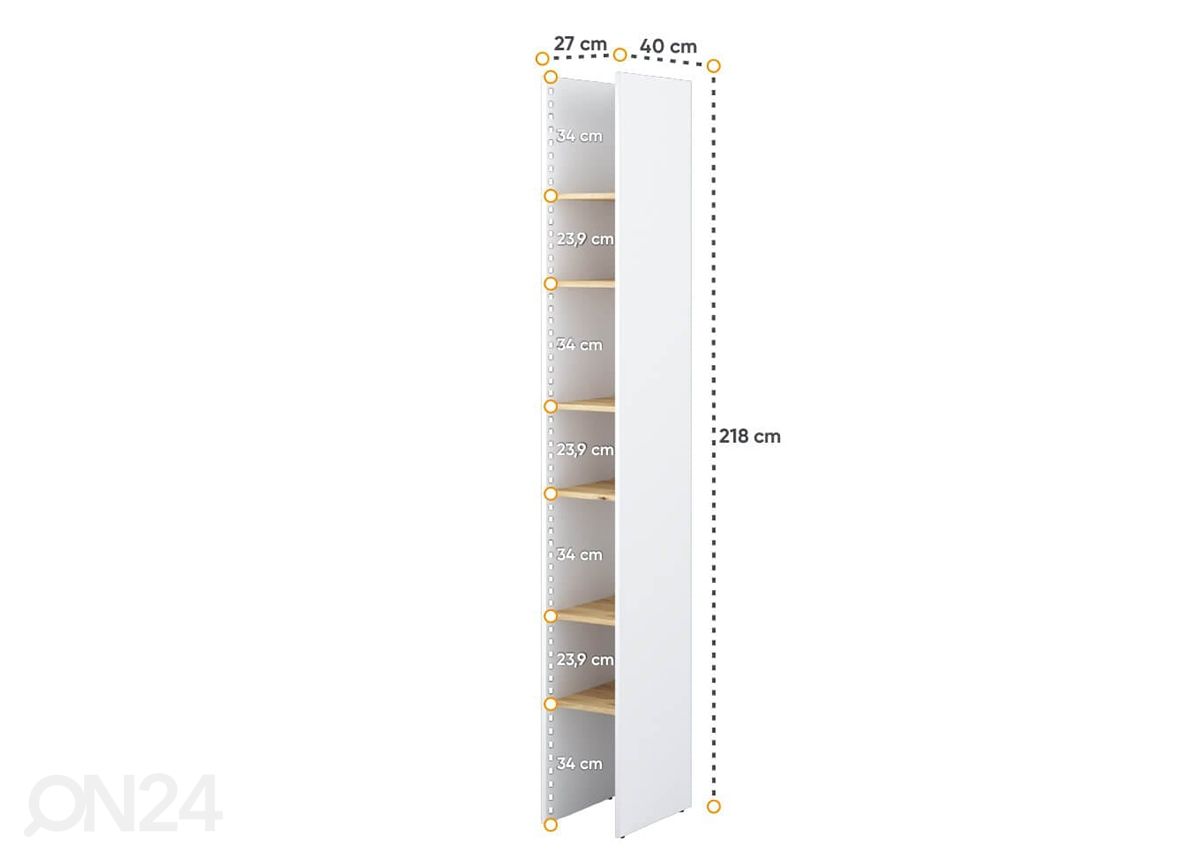 Riiul Lenart BED CONCEPT 27 cm suurendatud mõõdud