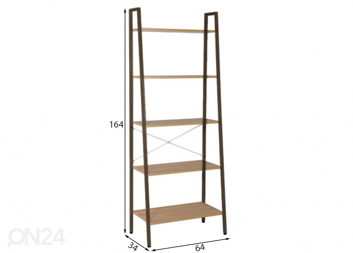 Riiul Sancia 64x34xH164 cm, tamm/pruun suurendatud mõõdud