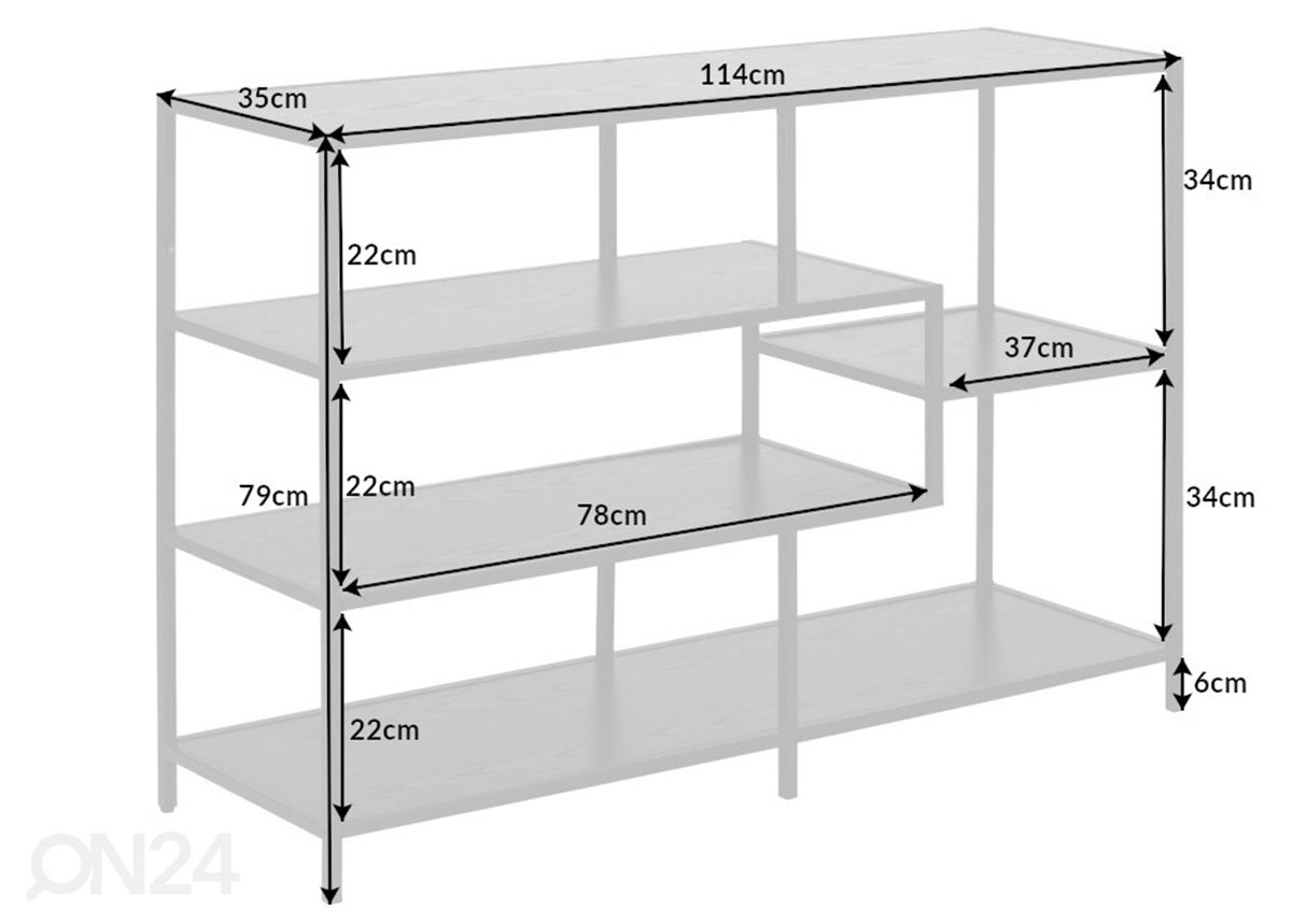 Riiul Slim Line 114 cm suurendatud mõõdud